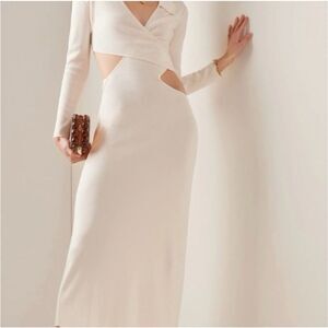 ✨Cult Gaia Cristina Wrap Effect Cutout Knit Midi Off White Sz Small Dress✨